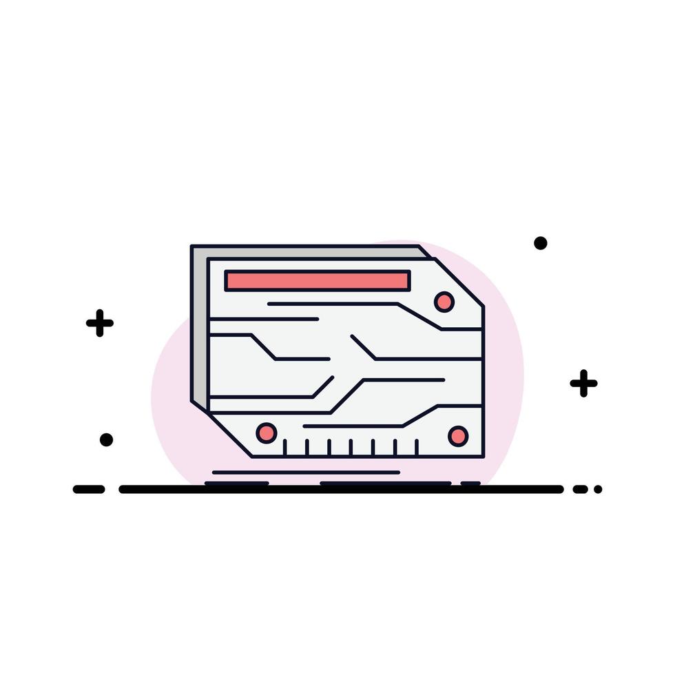 card component custom electronic memory Flat Color Icon Vector