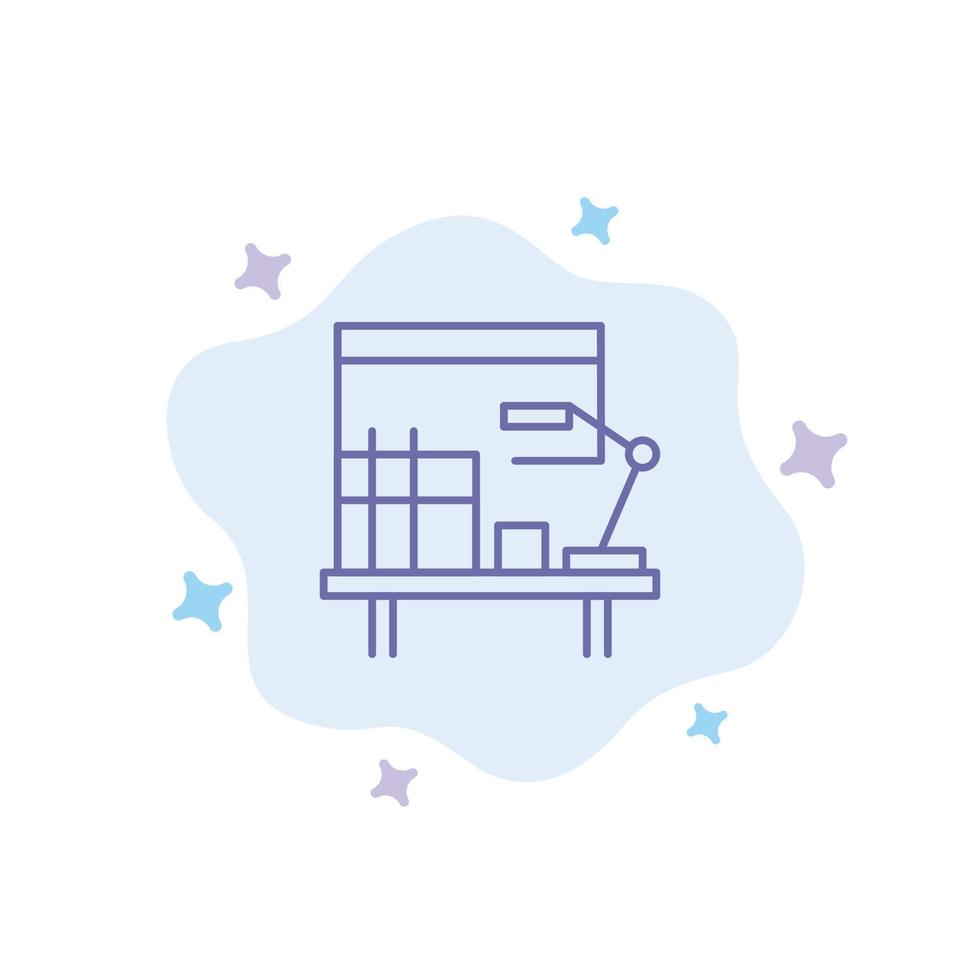 Workplace Desk Office Table Blue Icon on Abstract Cloud Background vector