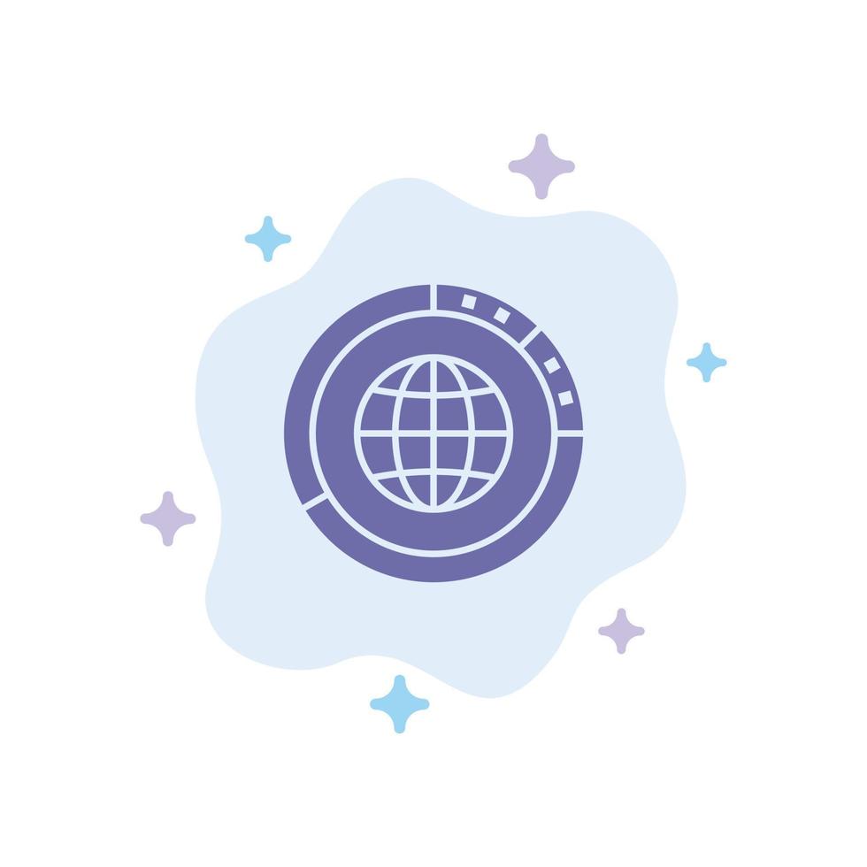 Management Data Global Globe Resources Statistics World Blue Icon on Abstract Cloud Background vector