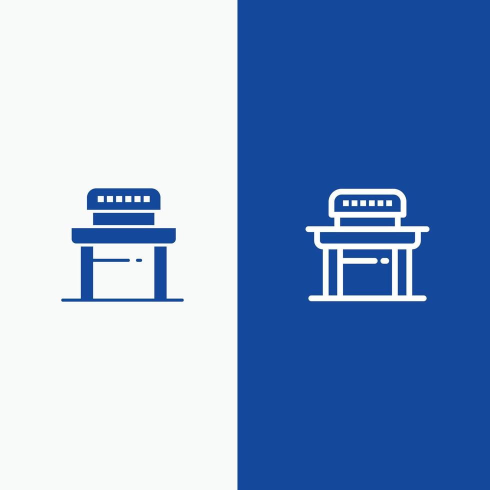 Desk Student Chair School Line and Glyph Solid icon Blue banner vector