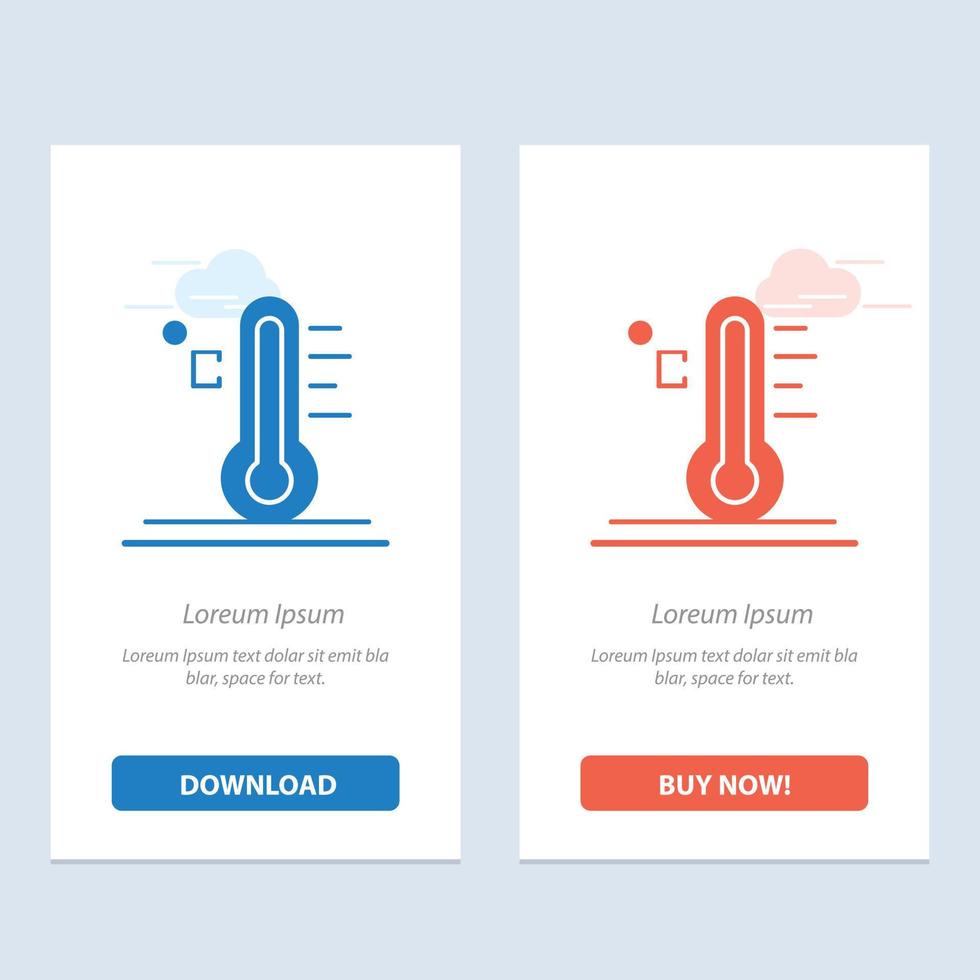Cloud Light Rainy Sun Temperature  Blue and Red Download and Buy Now web Widget Card Template vector