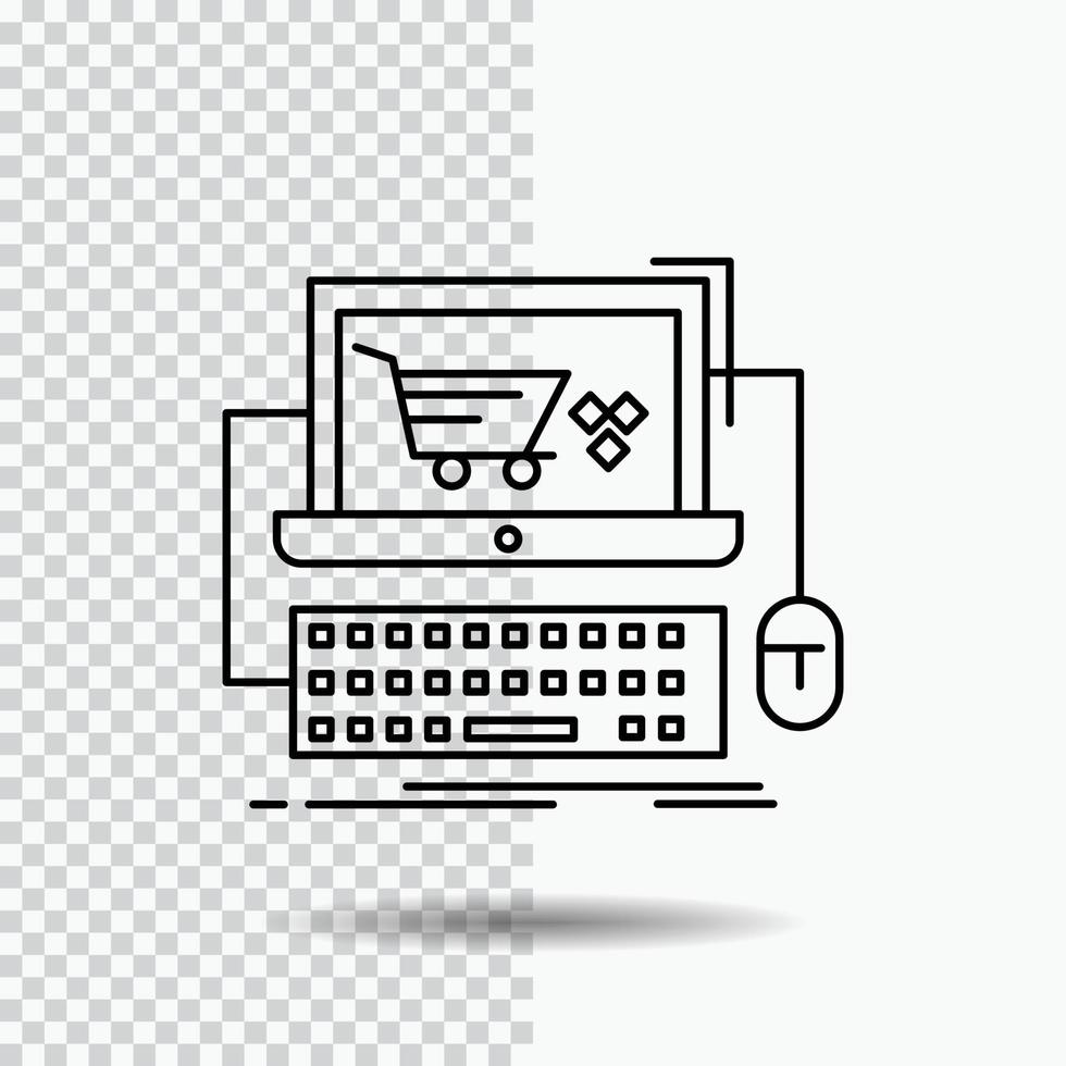 Cart. online. shop. store. game Line Icon on Transparent Background. Black Icon Vector Illustration
