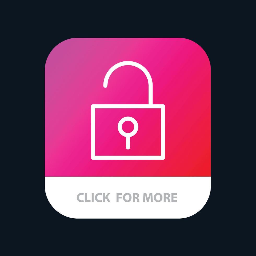 Lock Unlocked User Interface Mobile App Button Android and IOS Line Version vector