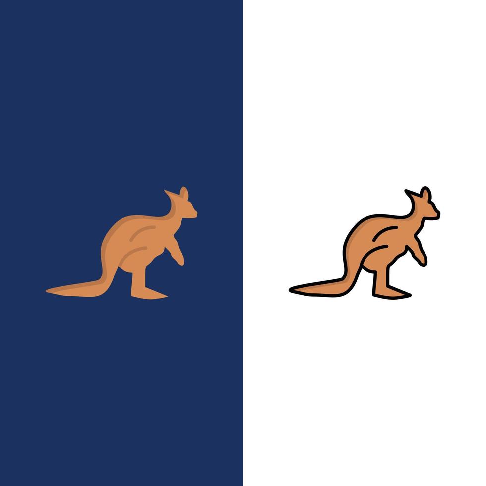 animal australia canguro indígena australiano iconos de viaje plano y lleno de línea conjunto de iconos vector b