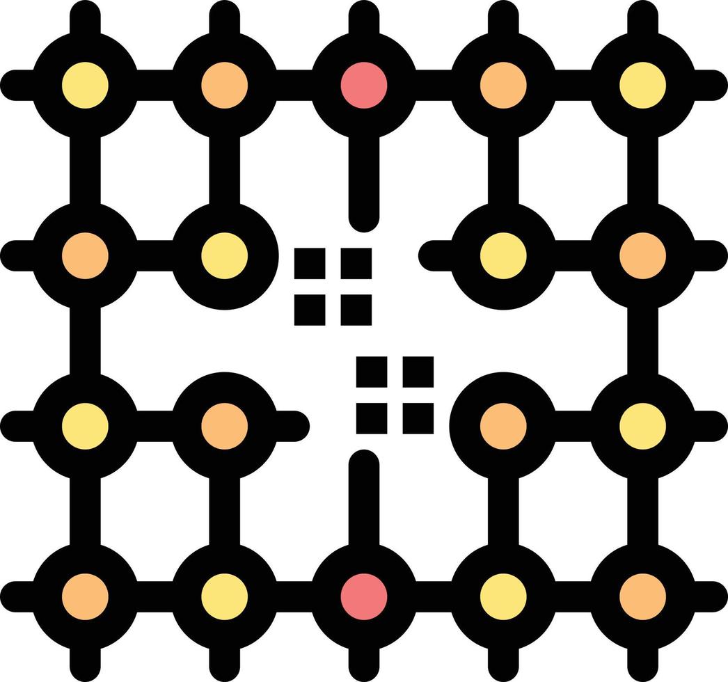 plantilla de banner de icono de vector de icono de color plano de material de red eléctrica de conexión de chip