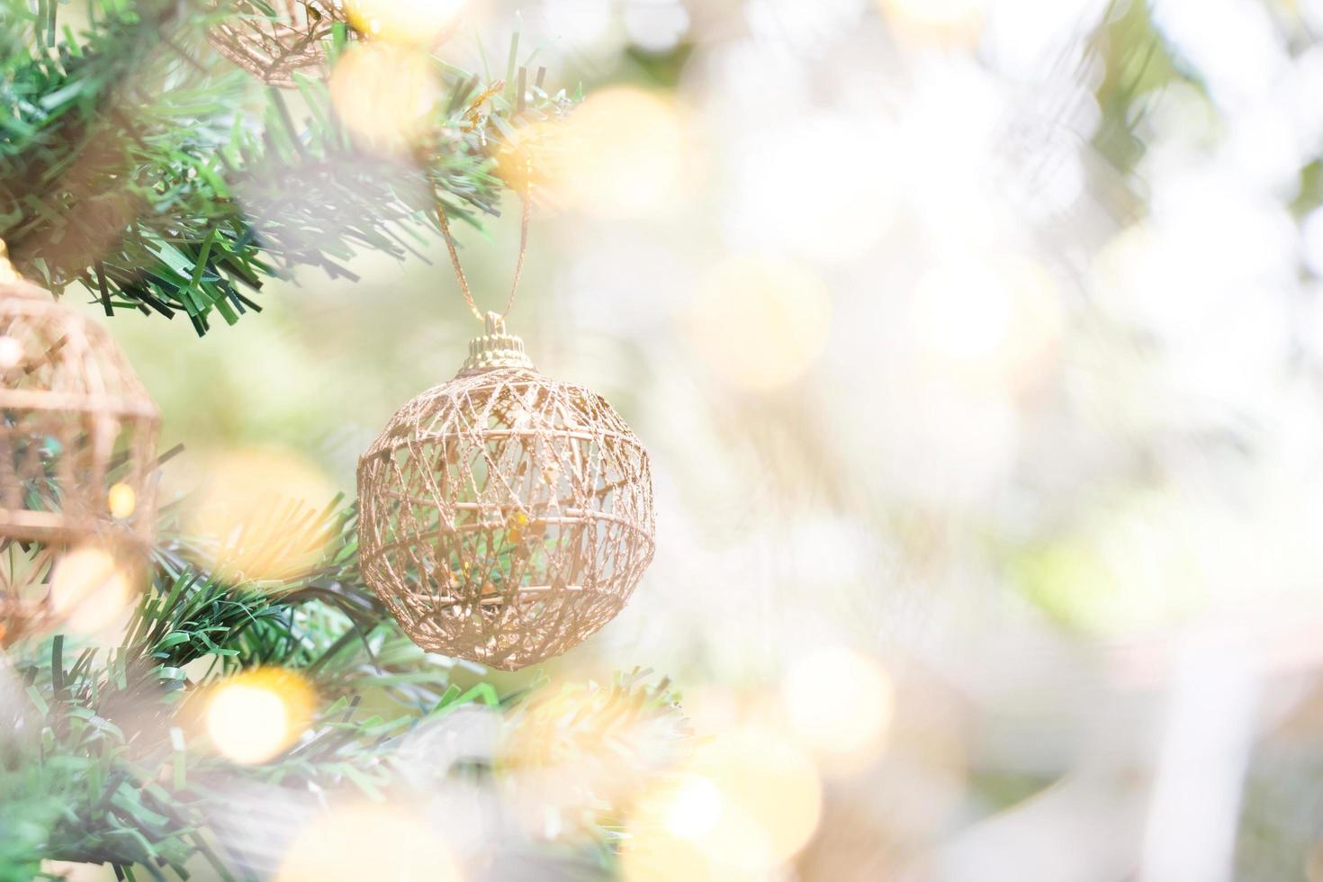 Close up of gold ball for Christmas or New Year decoration background photo