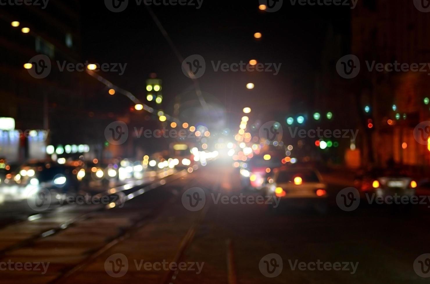 Blurred landscape of night city photo