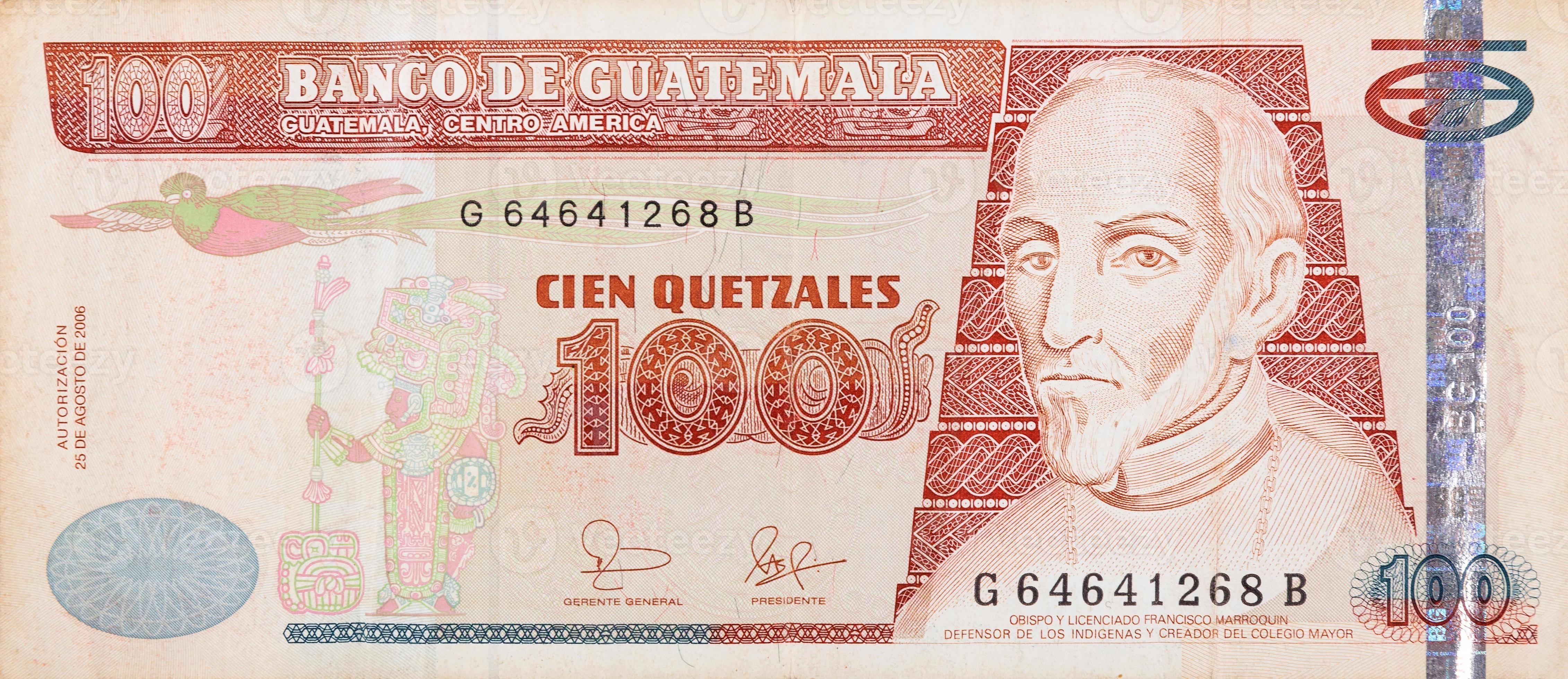 obispo y bachiller francisco marroquin en fragmento de billete de 100