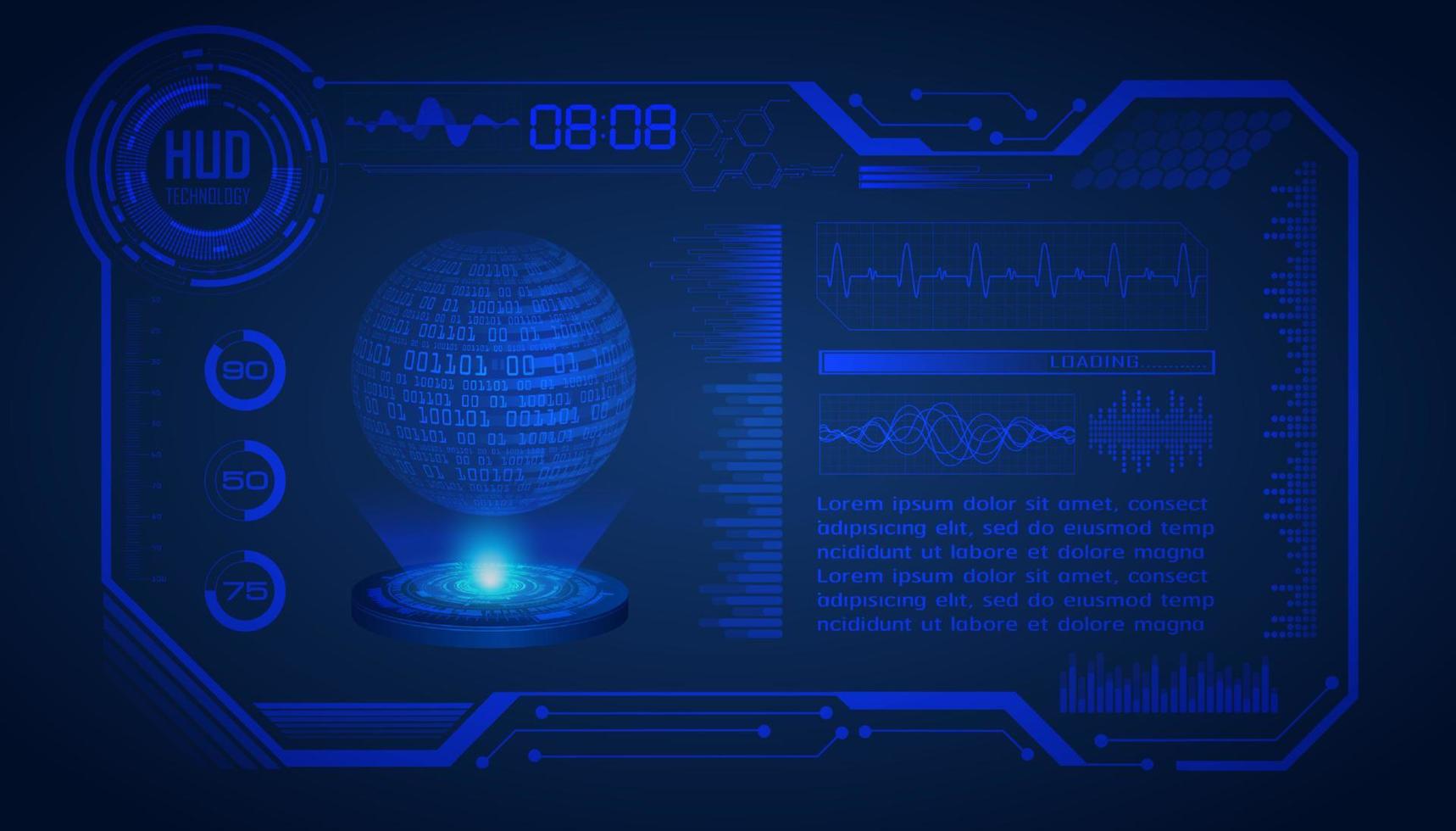 Modern HUD Technology Screen Blue Background vector