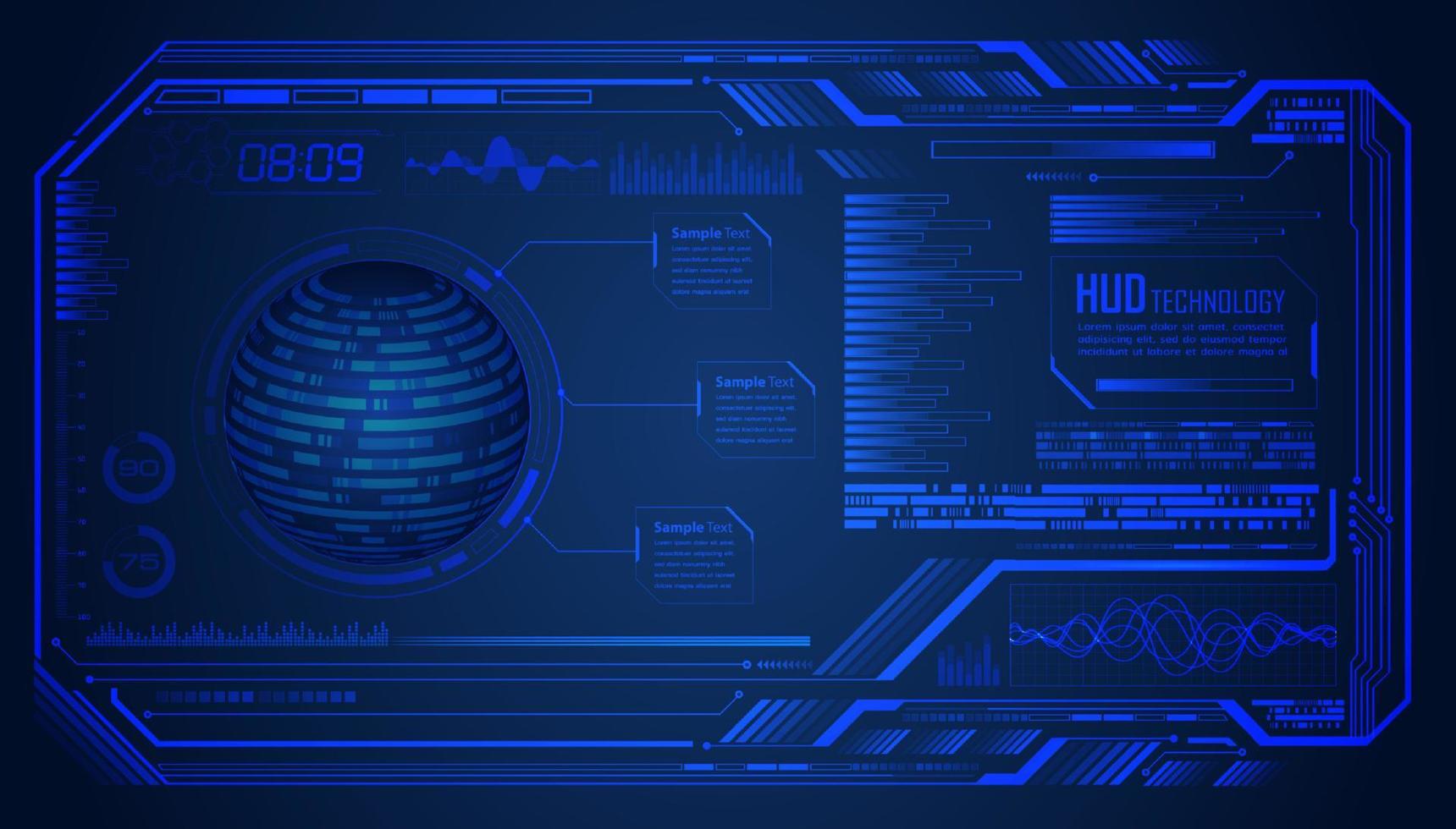 fondo azul de pantalla de tecnología hud moderna vector