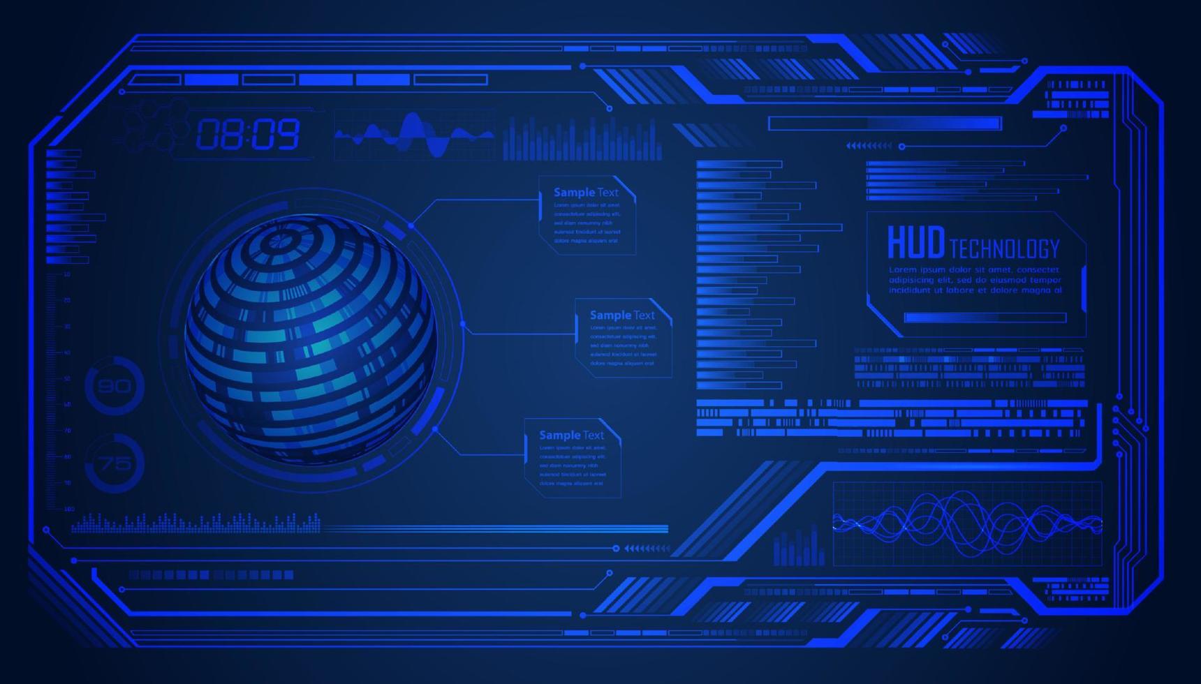 fondo azul de pantalla de tecnología hud moderna vector