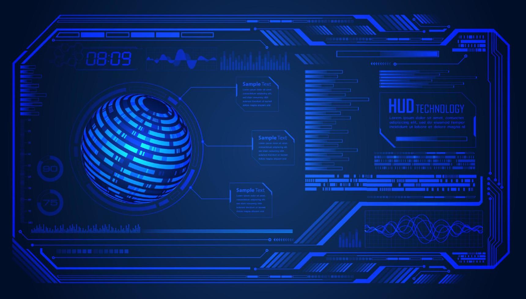 Modern HUD Technology Screen Blue Background vector