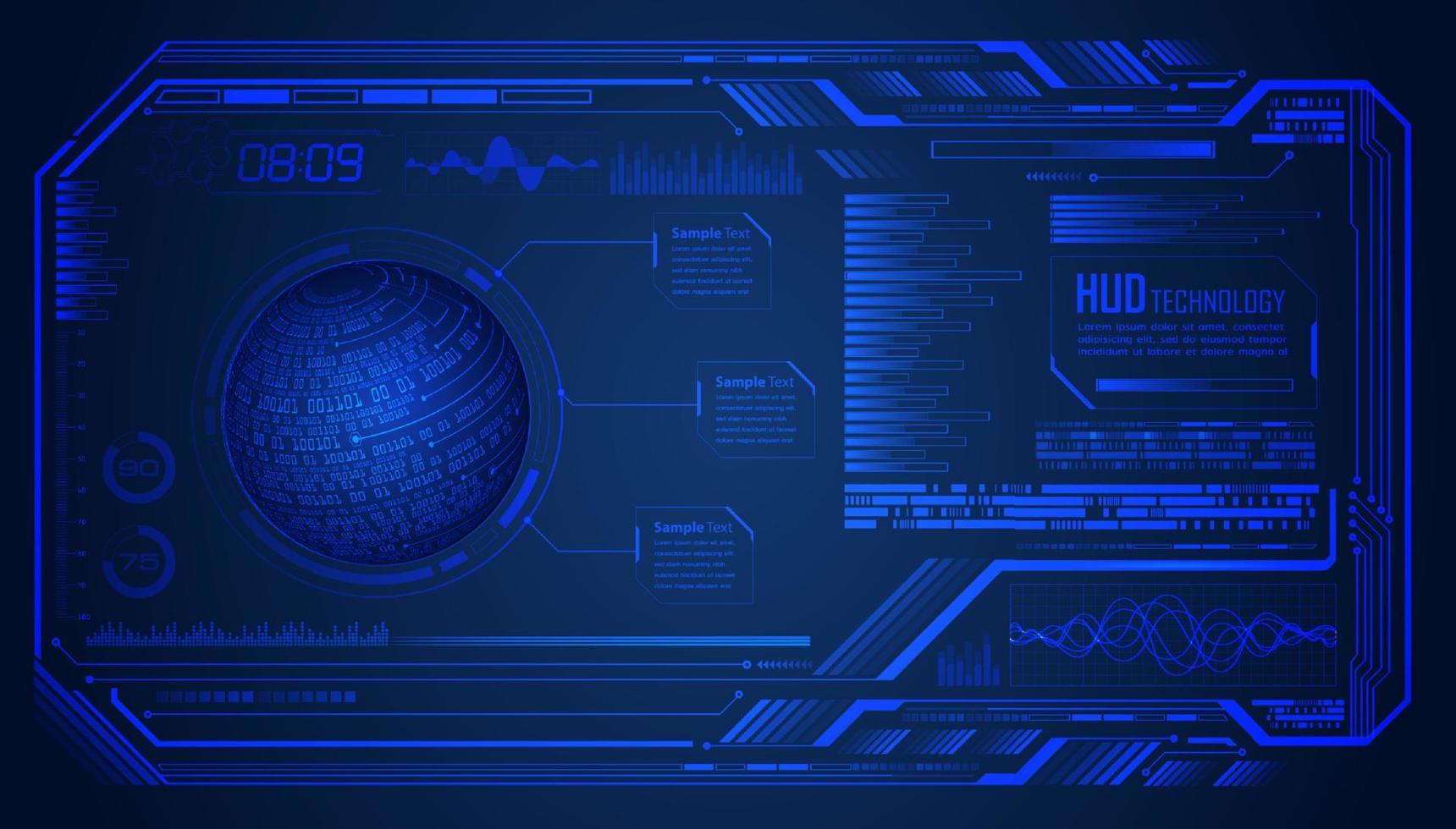 fondo azul de pantalla de tecnología hud moderna vector