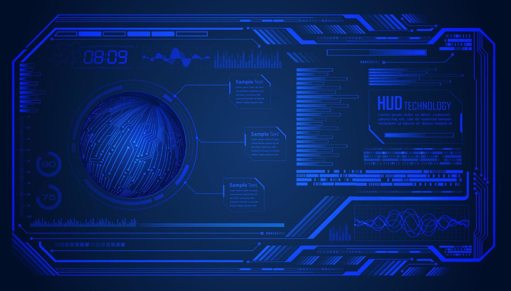 Modern HUD Technology Screen Blue Background vector