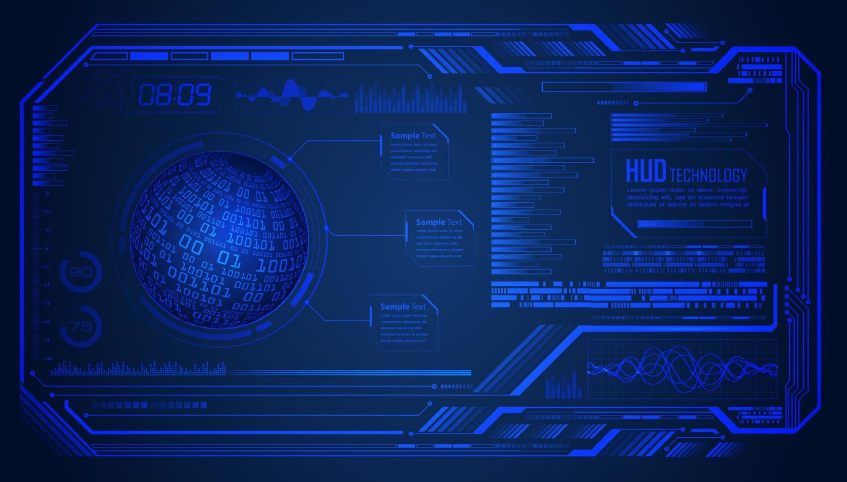 Modern HUD Technology Screen Blue Background vector
