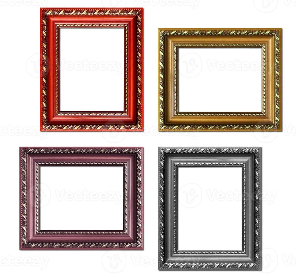 Set of empty picture frames with free space inside, isolated on white photo