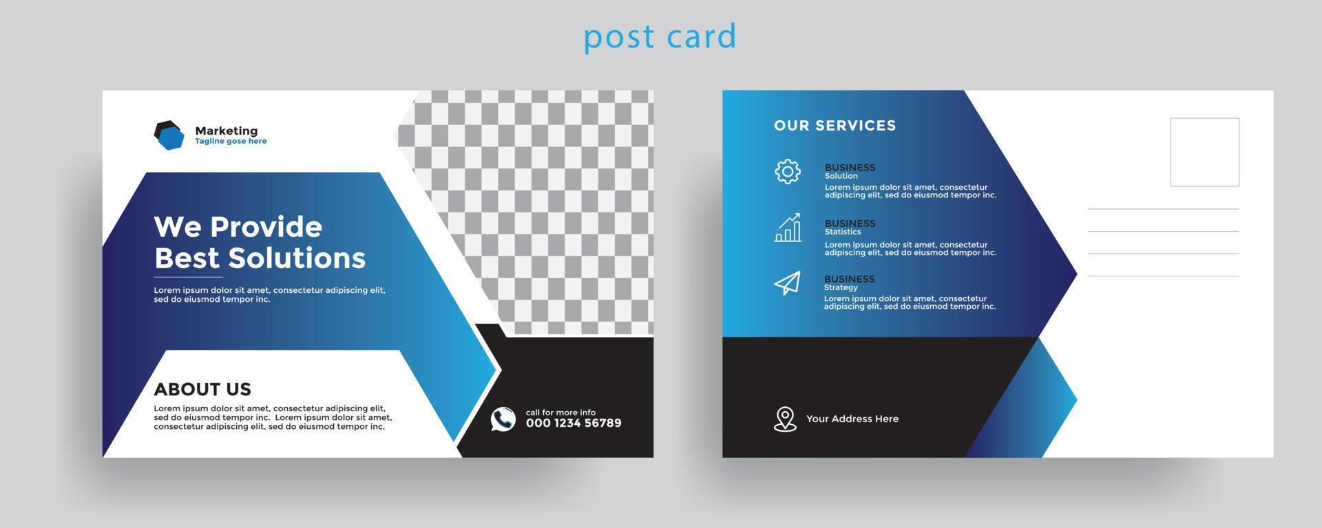 Corporate business postcard template design. vector