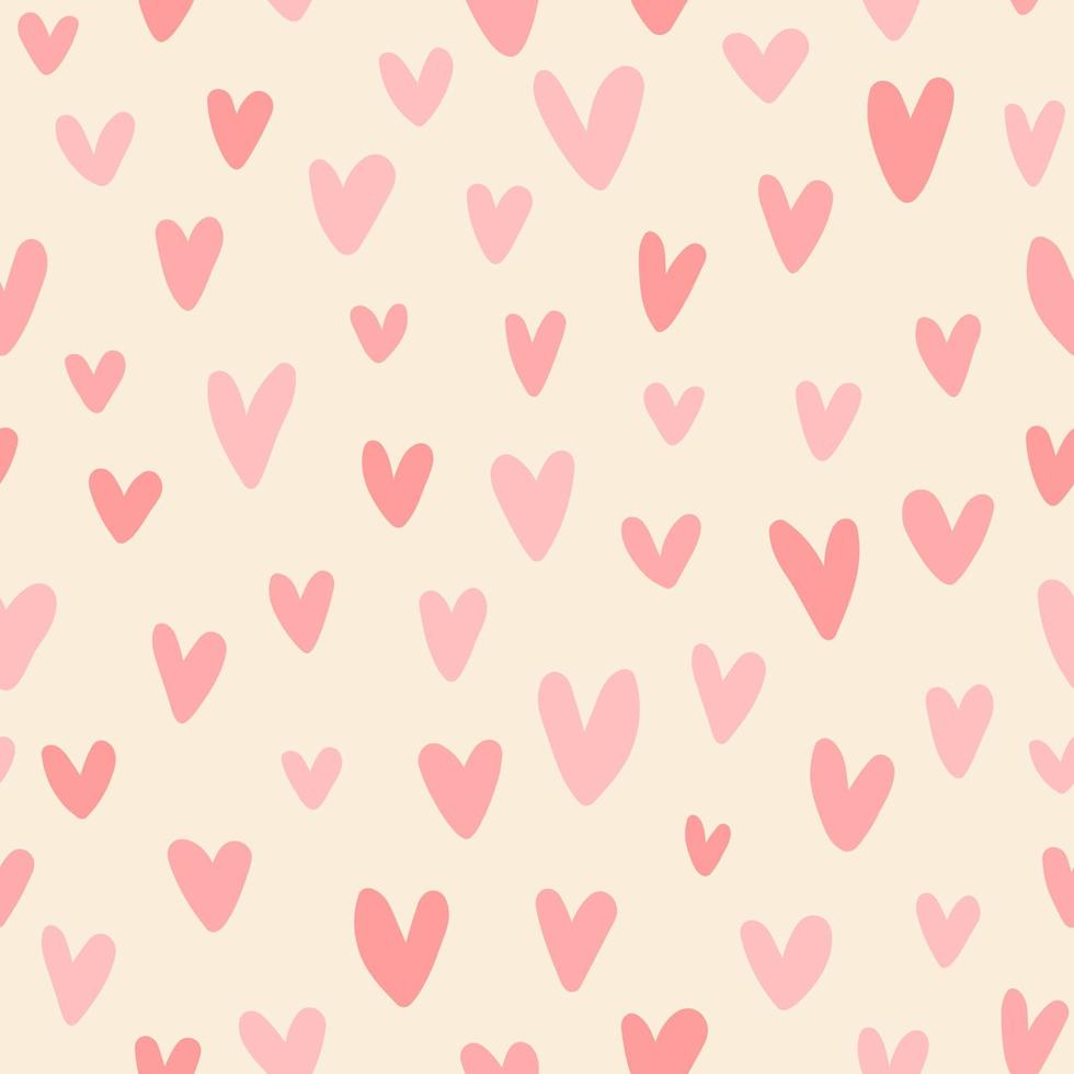 Heart marker drawn seamless vector pattern. Valentine's day handwritten background. Endless romantic print.