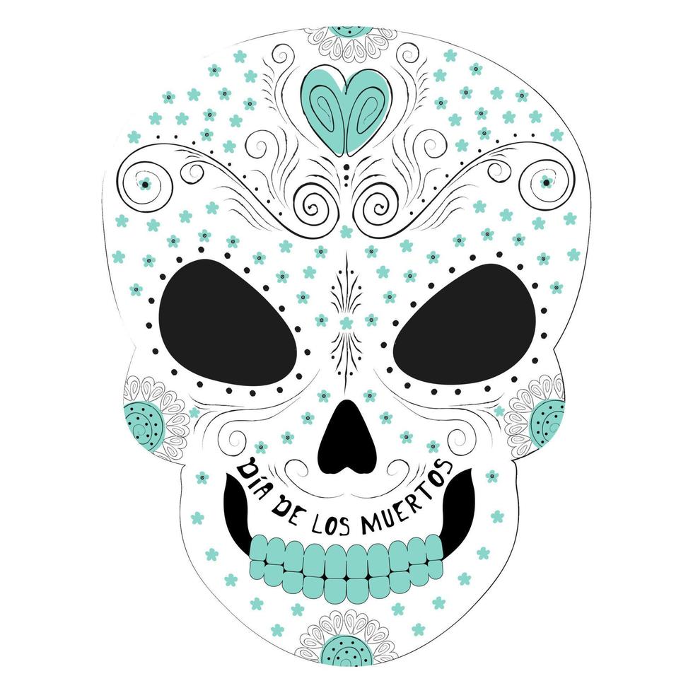 Muertos skull Turquoise vector