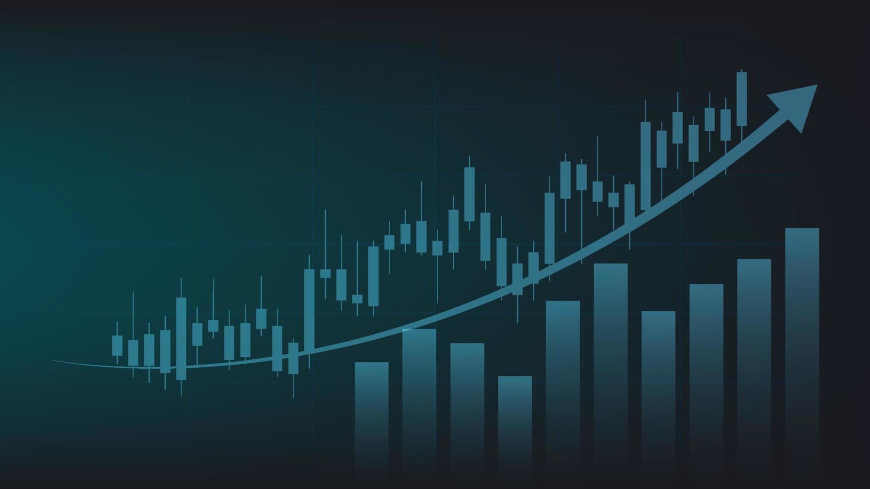 antecedentes financieros y comerciales. el gráfico de barras y el gráfico de velas muestran el precio de negociación del mercado de valores vector