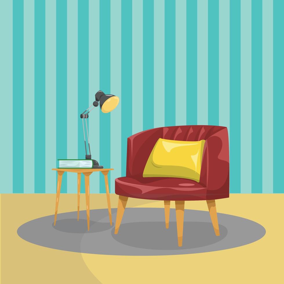 acogedora sala de estar con sillón ilustración vector