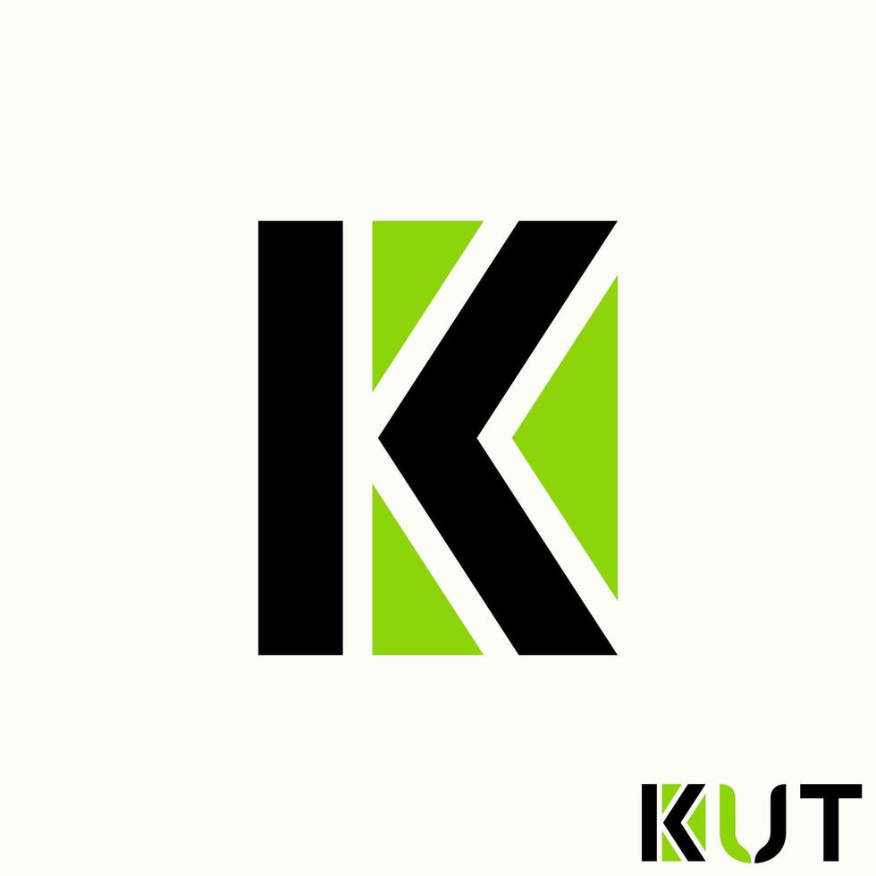 Simple and unique letter or word K cut font on square block or negative space image graphic icon logo design abstract concept vector stock. Can be used as symbol related to typography or monogram