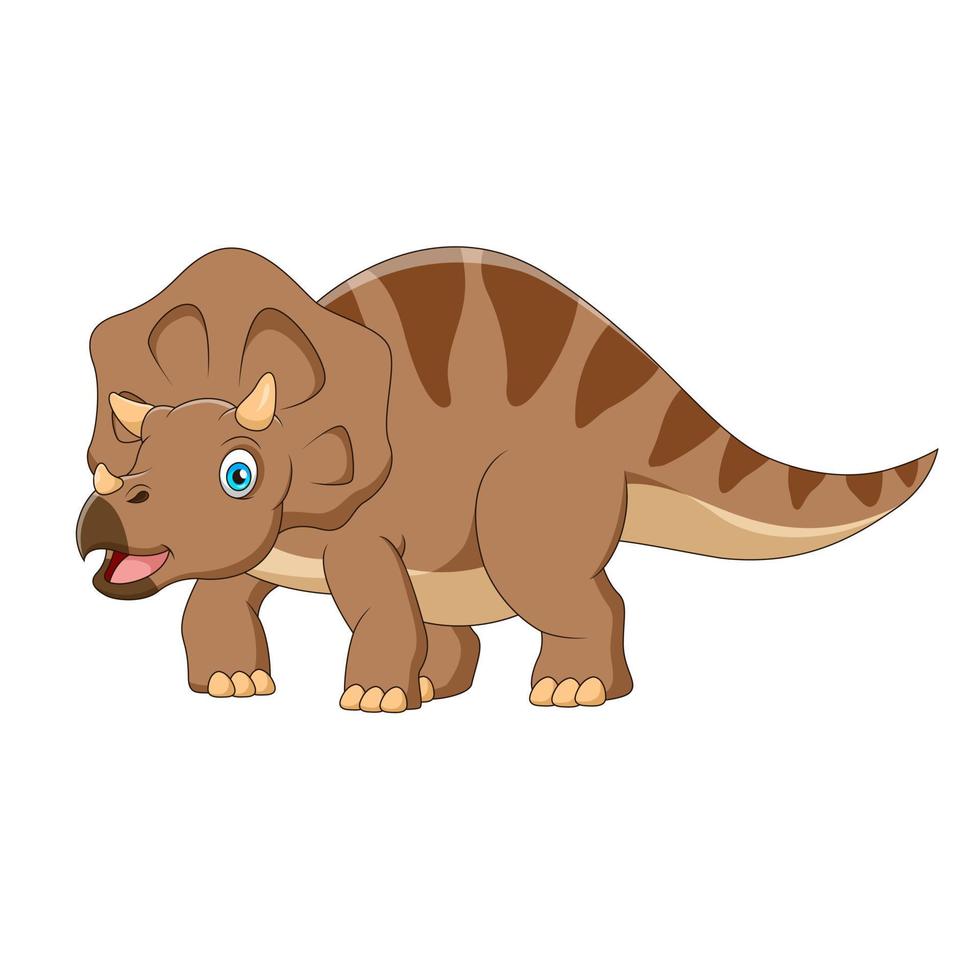 Cute cartoon baby triceratops. Cute animal cartoon. Vector illustration