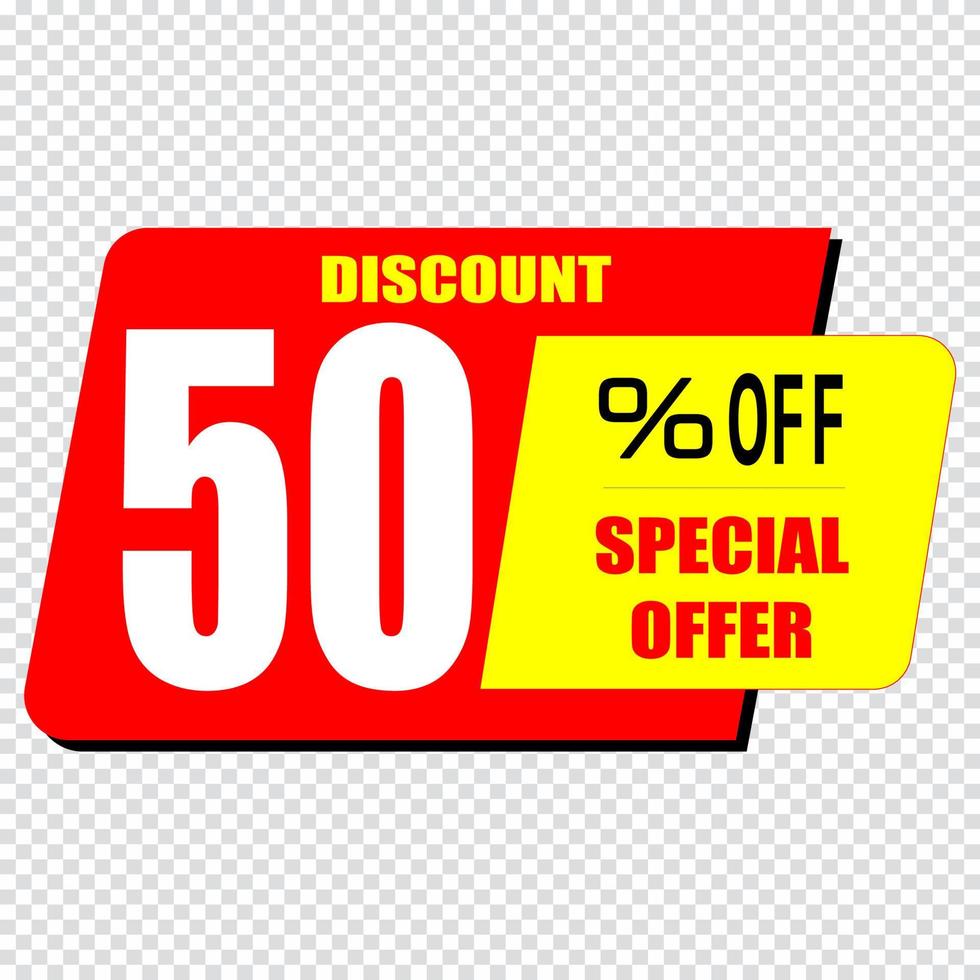 Icono de signo de 50 por ciento de descuento. símbolo de venta. etiqueta de oferta especial vector