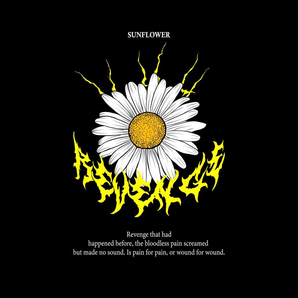 diseño de streetwear de vector de girasol de metal