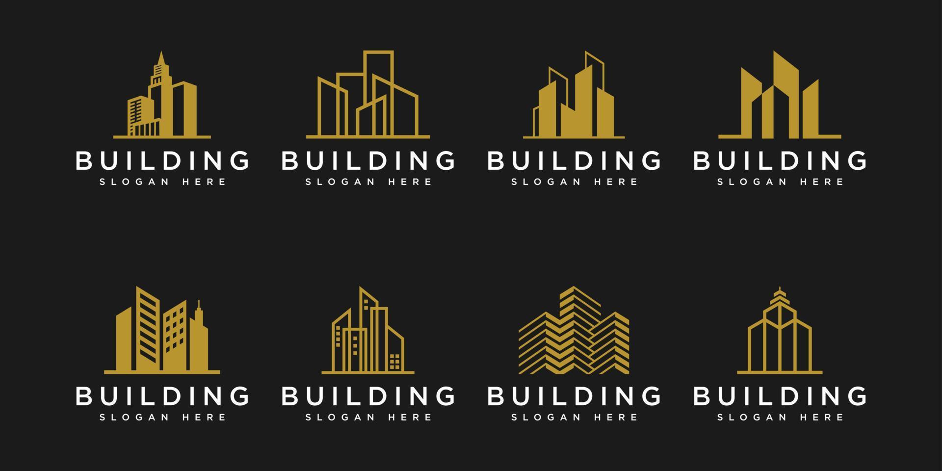 set of building logo design template vector