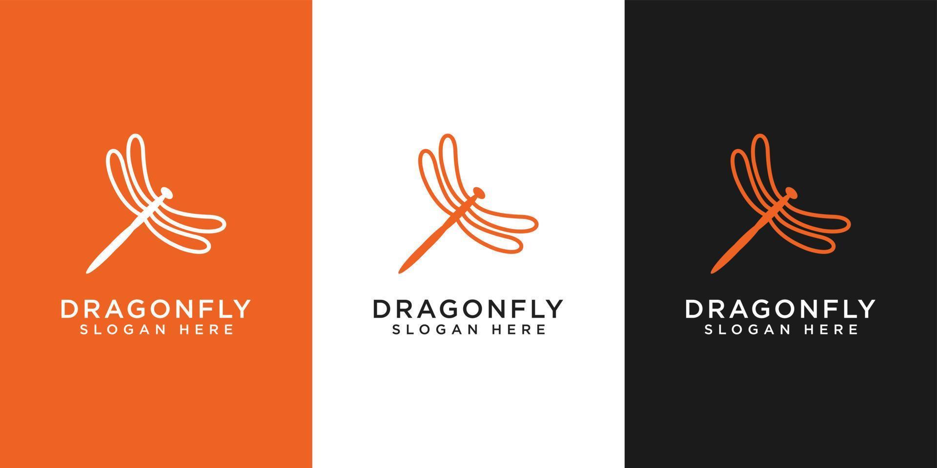 dragonfly logo vector design line style