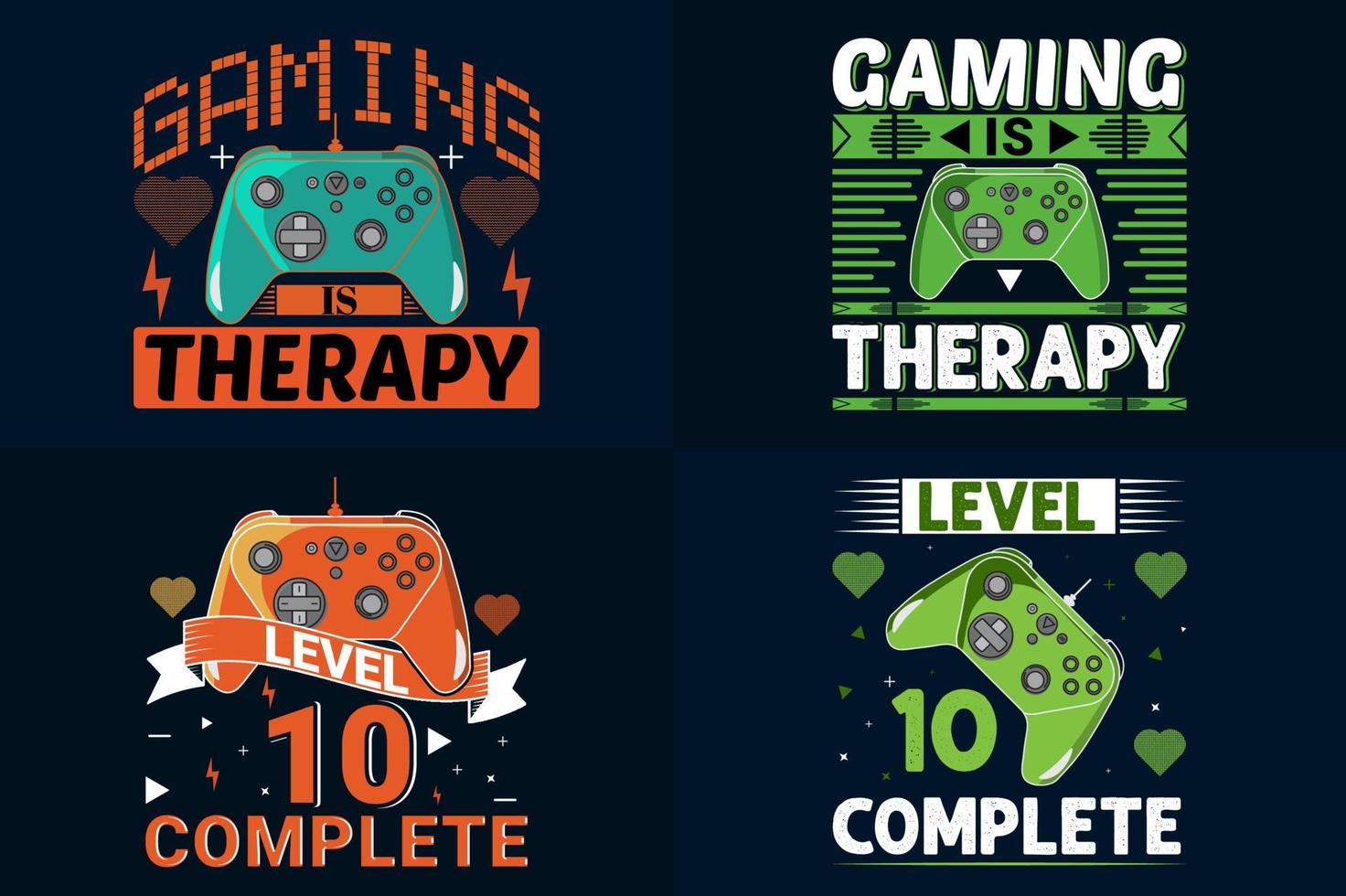 Stylish Gamer t-shirt Design Bundle, A Set Of gaming t-shirt design vector