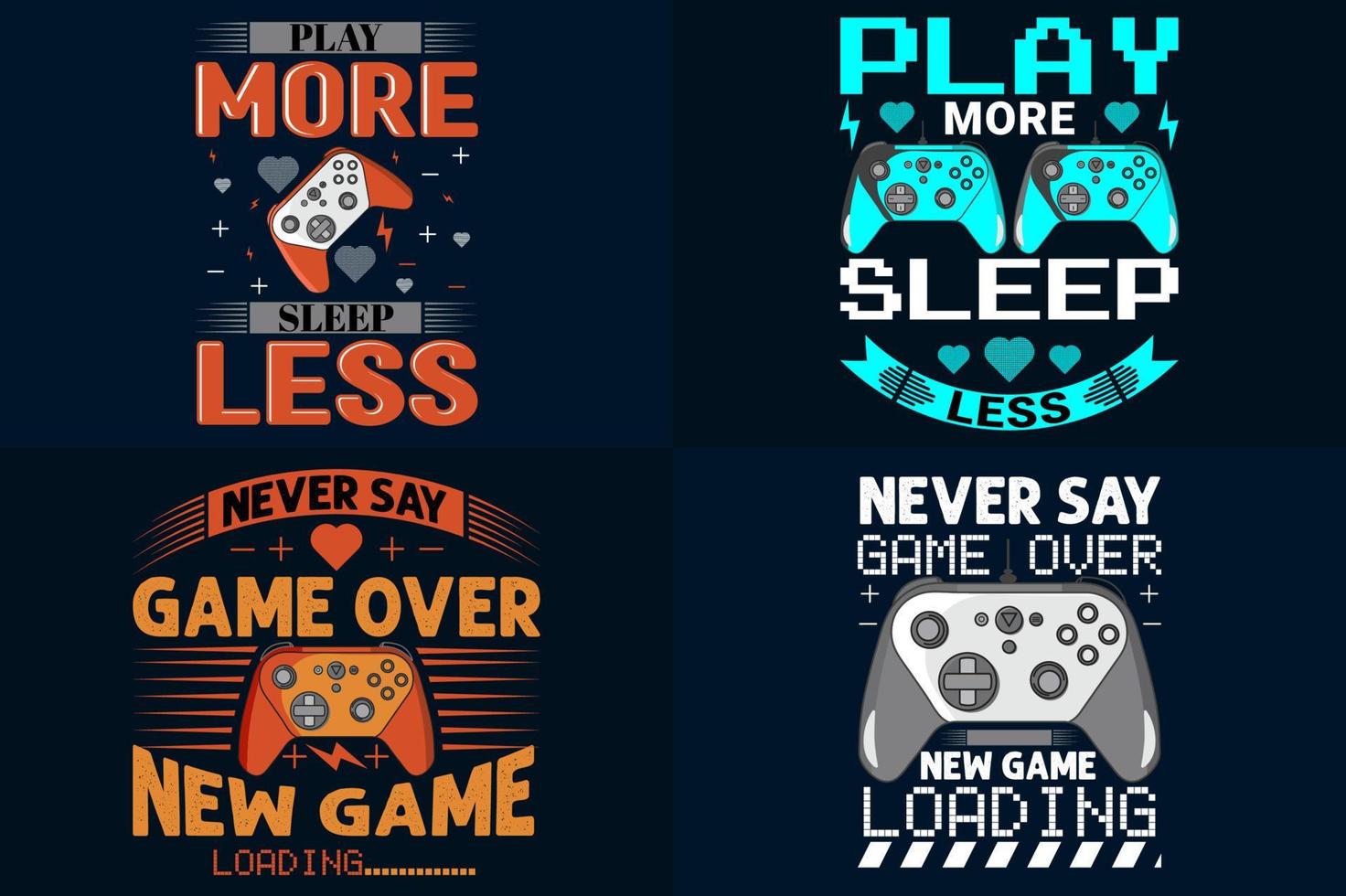 Gaming t-shirt design Bundle, Vector gamer t-shirt Set