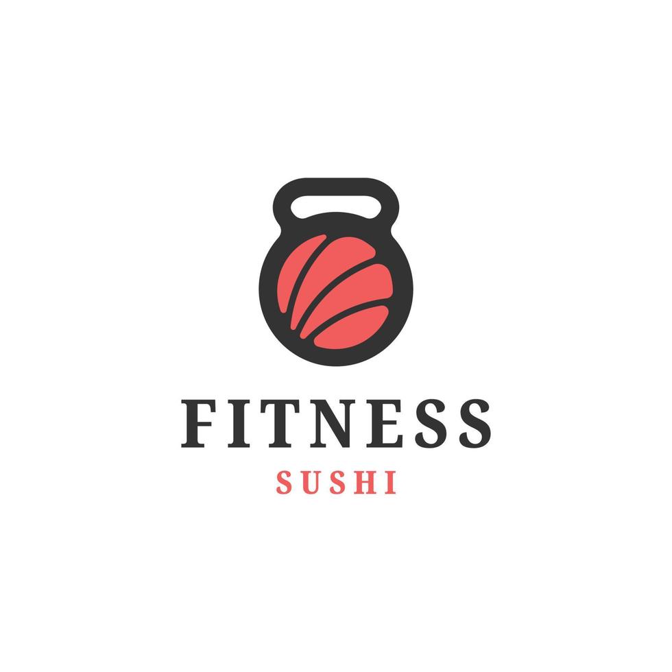 símbolo de fitness de pesas rusas con plantilla de diseño de icono de logotipo de forma de sushi ilustración de vector plano
