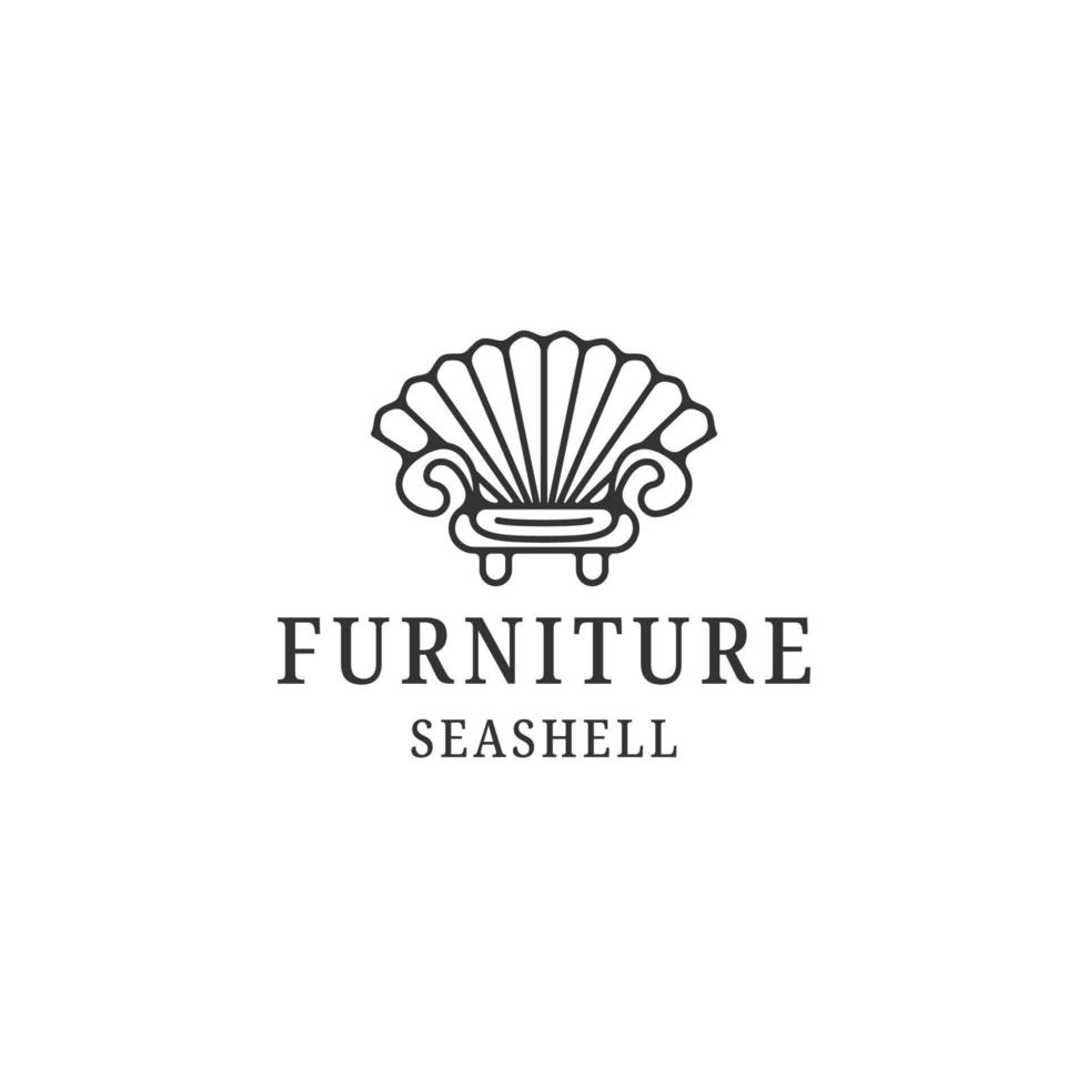 sofa seashell logo with furniture style design template flat vector illustration