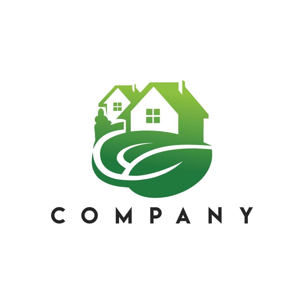 Cottage Village Logo, Green House Or Green city logo vector