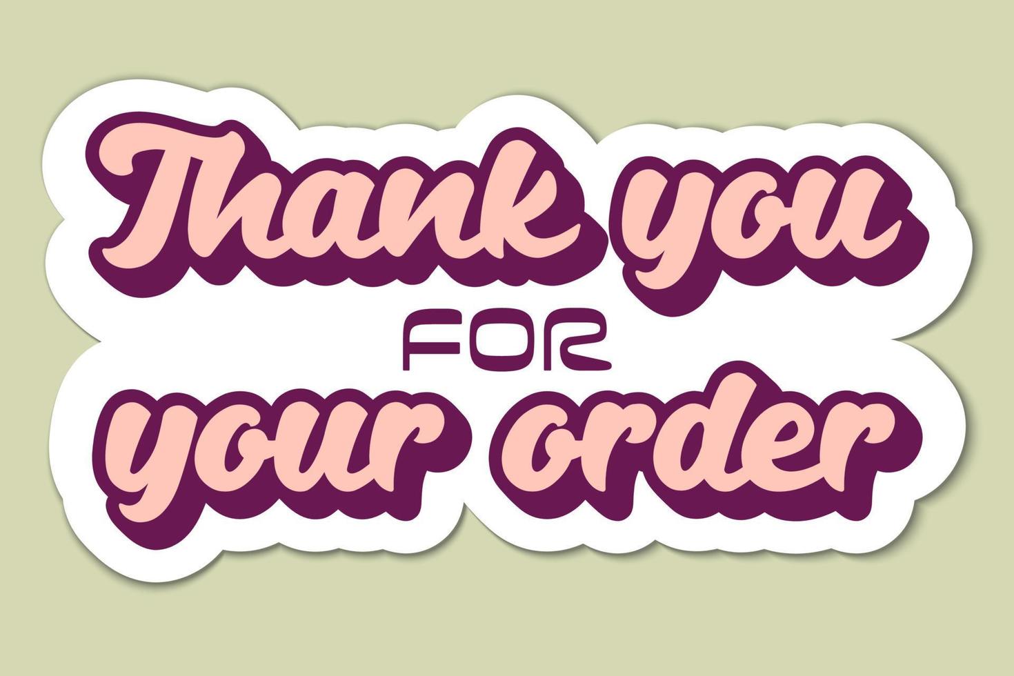 Thank you for your order, groovy sticker for small business in retro style. Online order, business owner, packaging vector