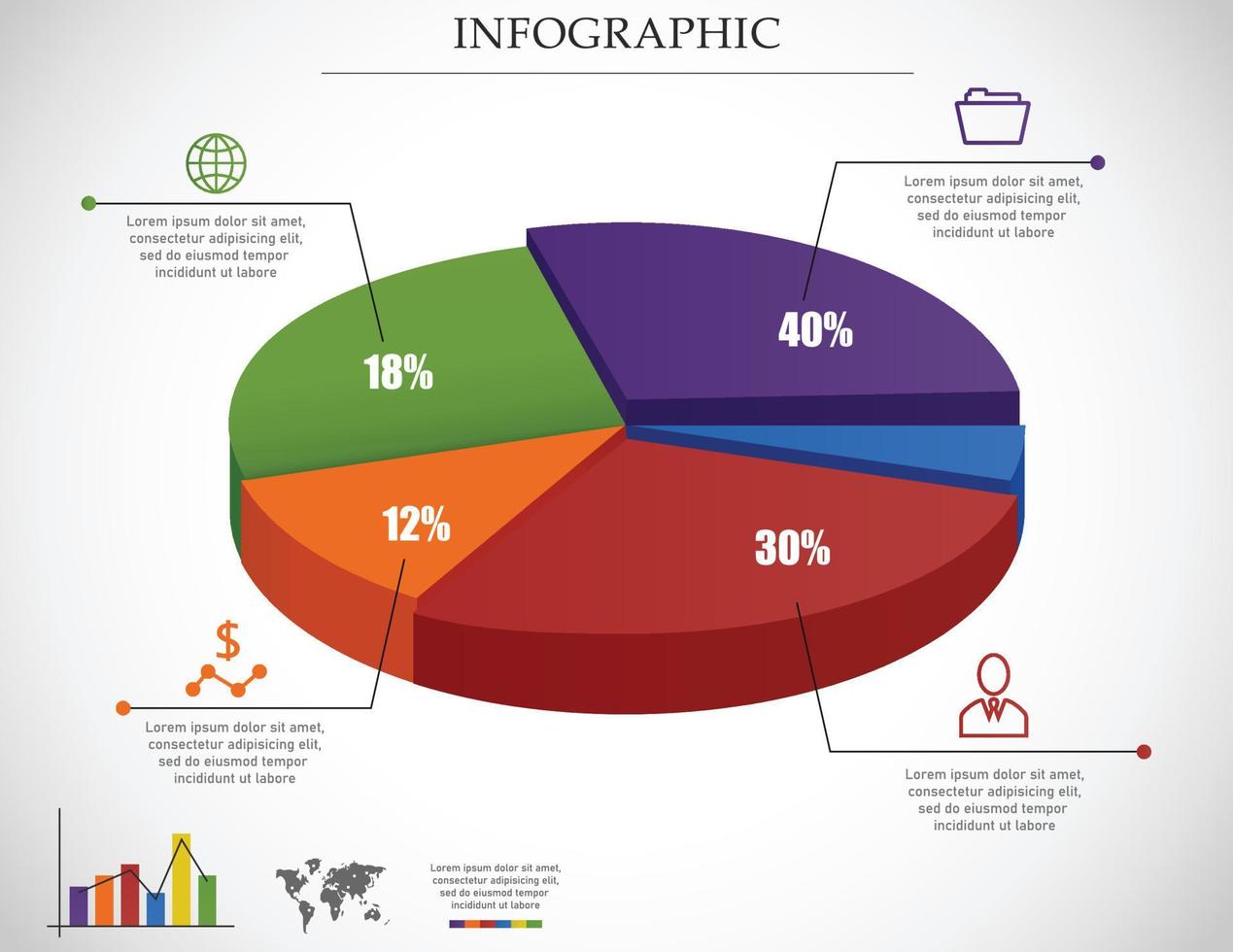 infografía de gráfico circular de negocios para sus documentos, informes, presentaciones vector