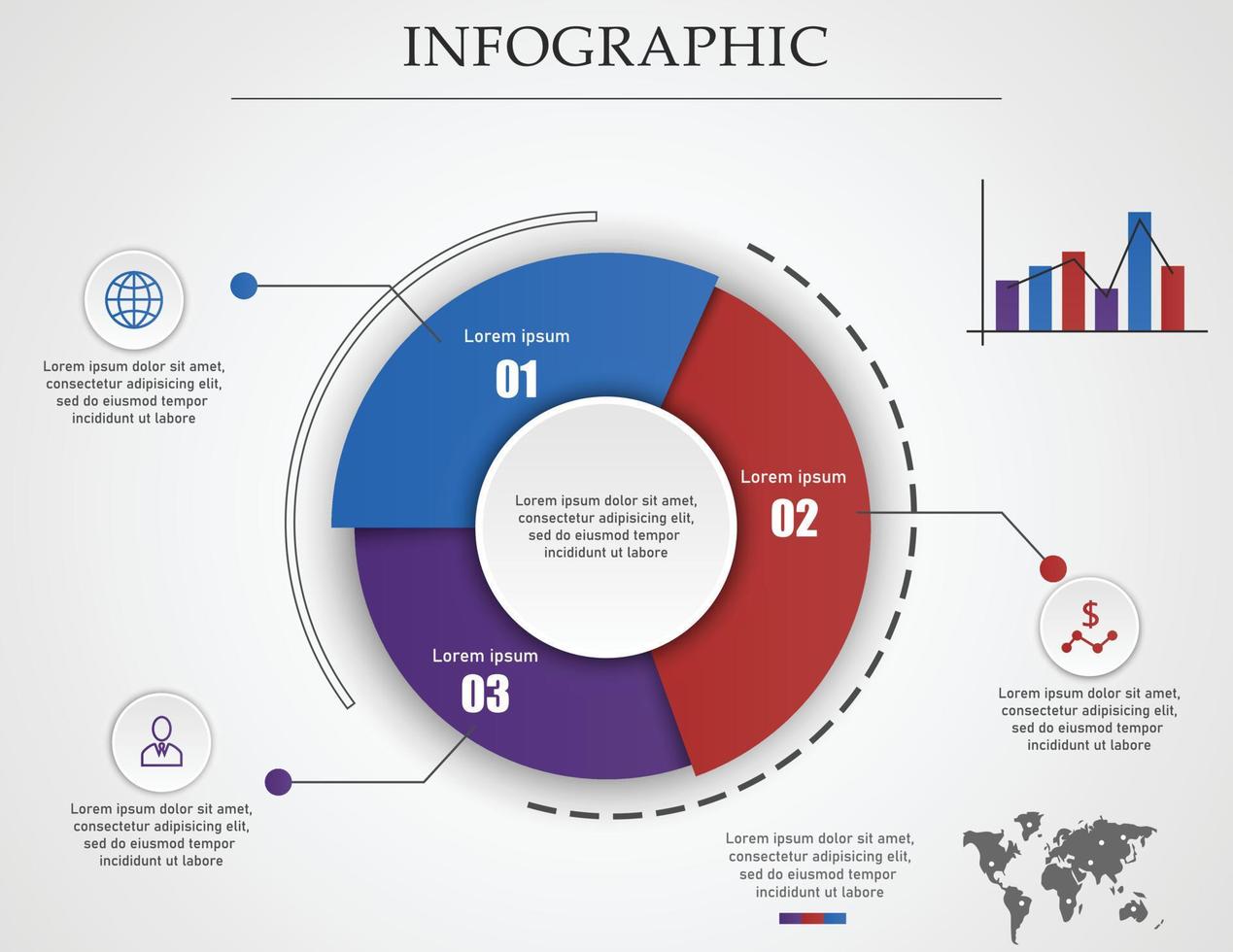 infografía de gráfico circular de negocios para sus documentos, informes, presentaciones vector