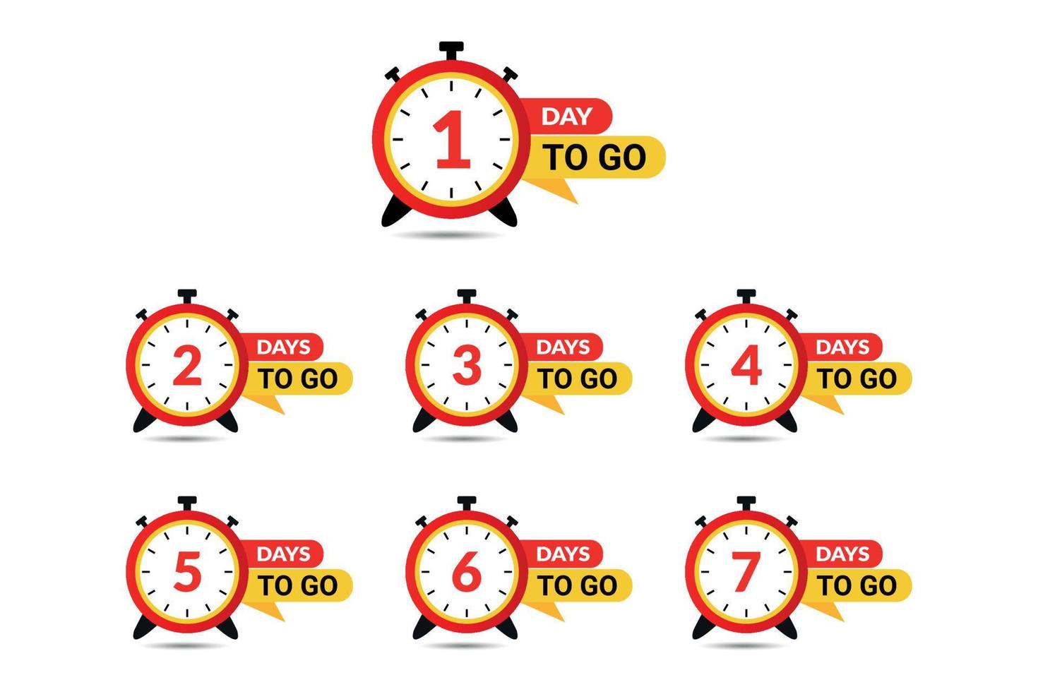 Set of collection Countdown days to go with clock vector