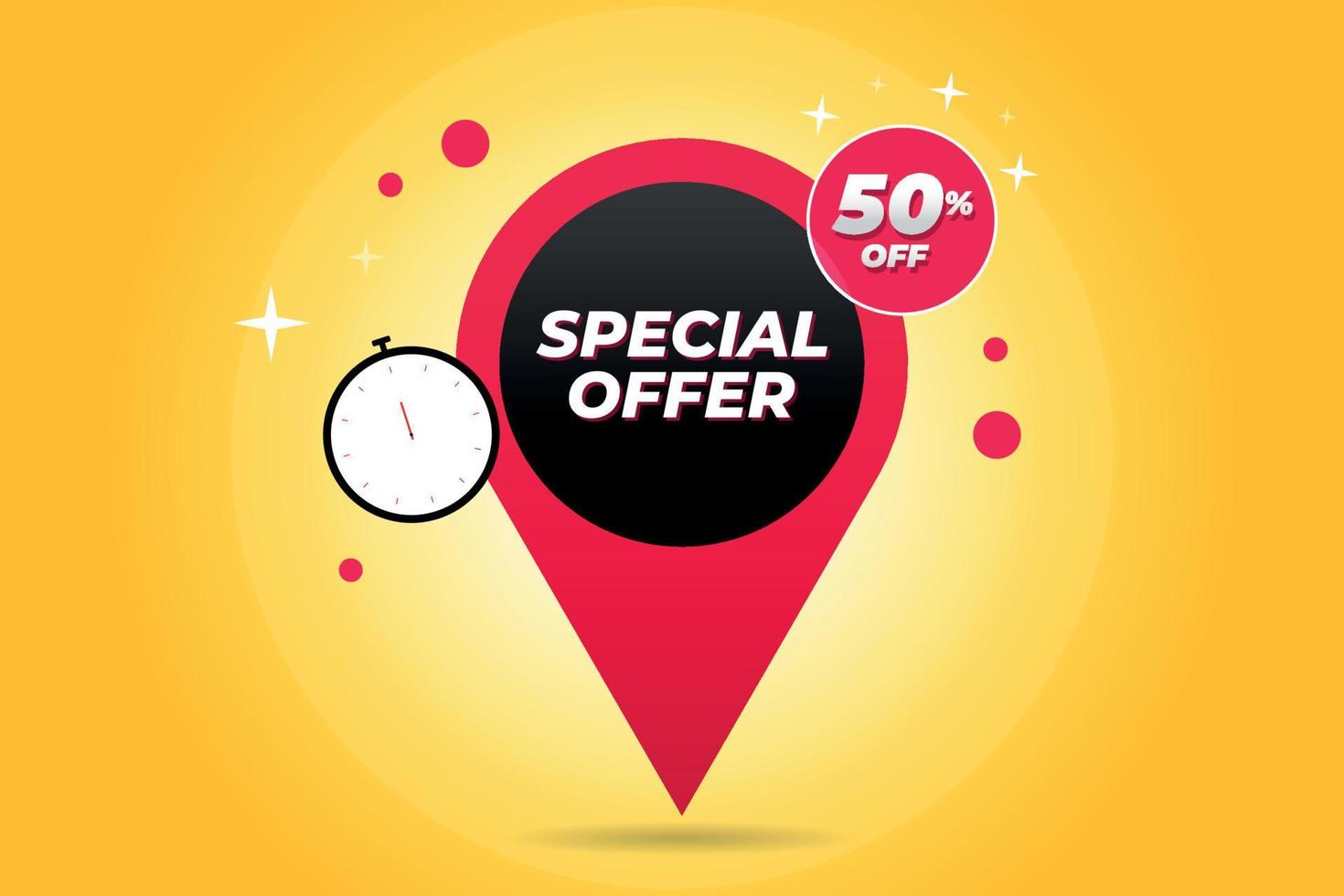 Special offer 50 percent off on pin icon vector