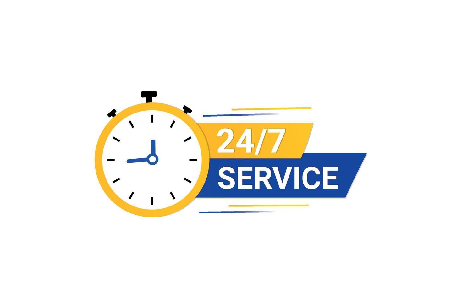Servicio 24 7 horas con reloj de diseño. vector
