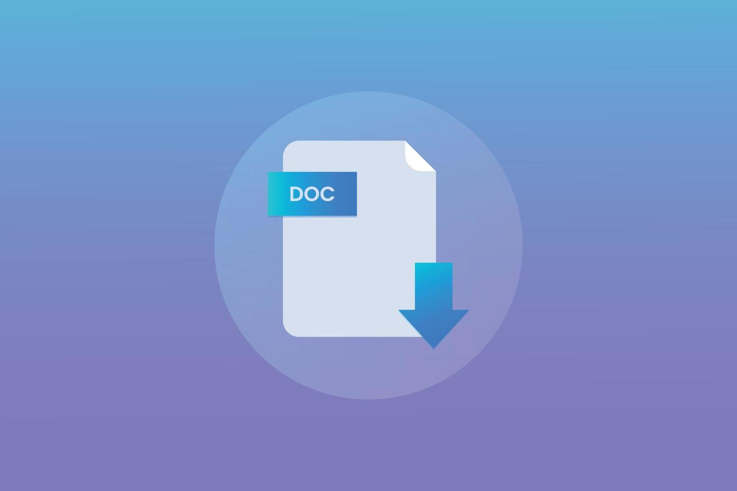 Glossy document file format doc icon vector