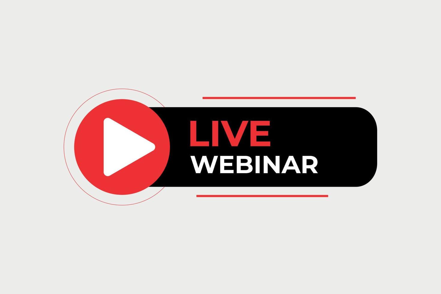 Live webinar button element with Play button and text vector