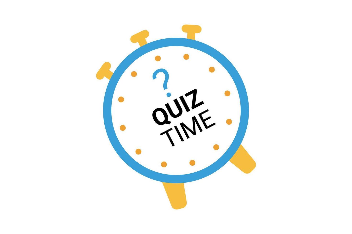 Quiz time with clock design. vector