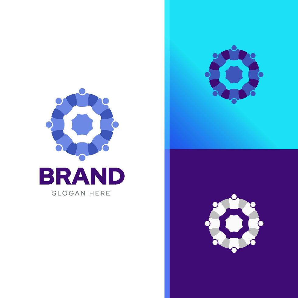 diseño de logotipo creativo de la sociedad, vector de plantilla de idea de coworking de trabajo en equipo de fundación