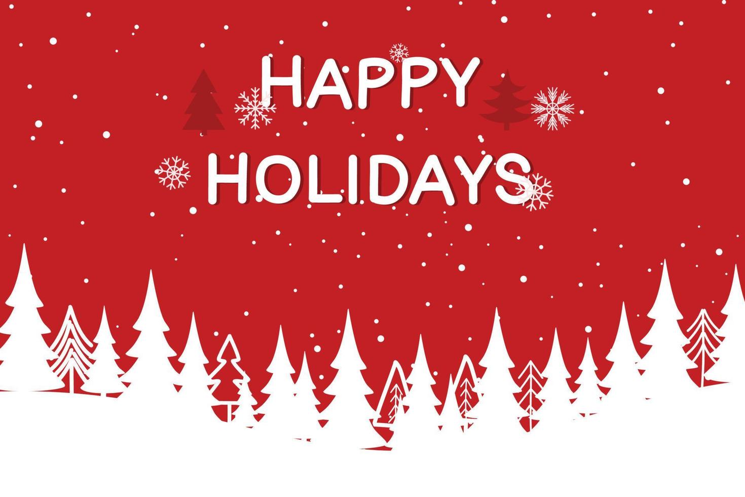 Happy holidays with Christmas tree on red background. vector