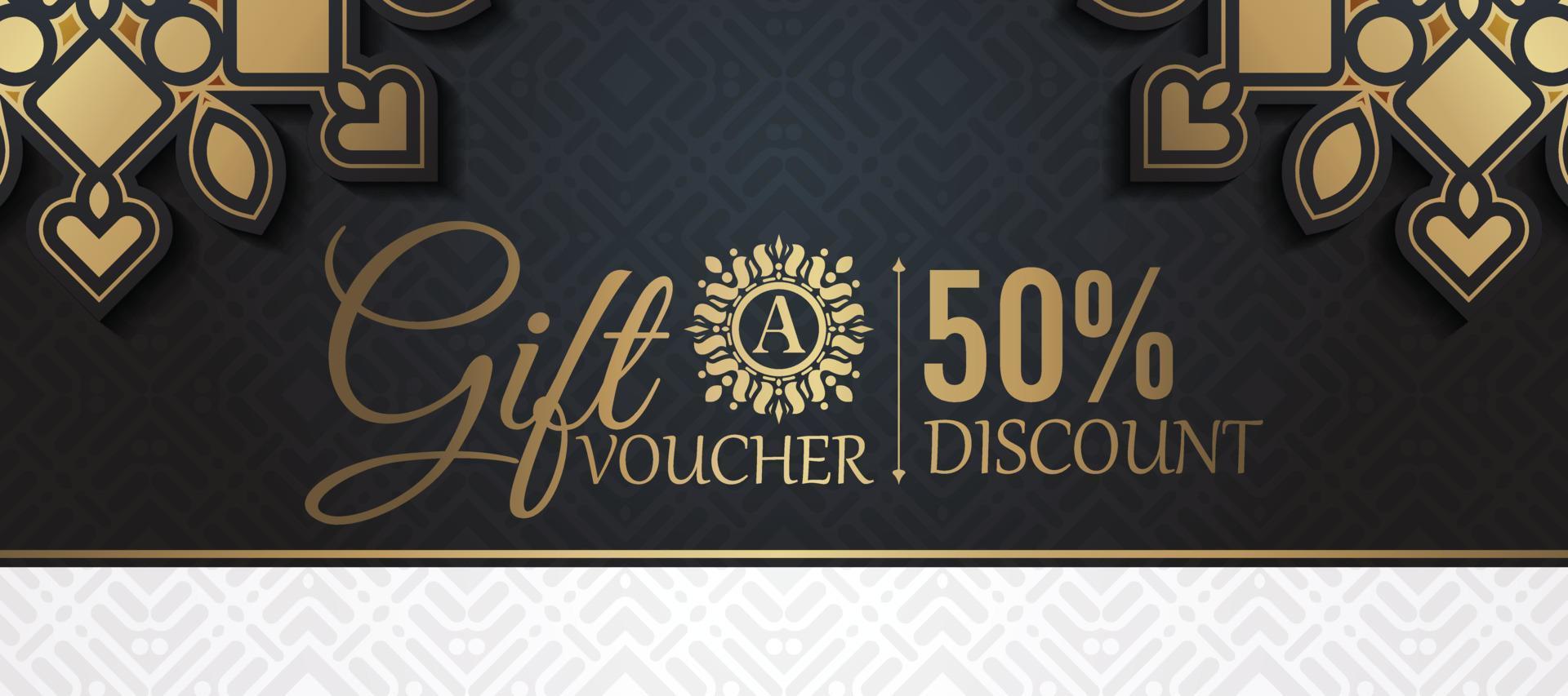 Menu restaurant luxury gift voucher design template vector