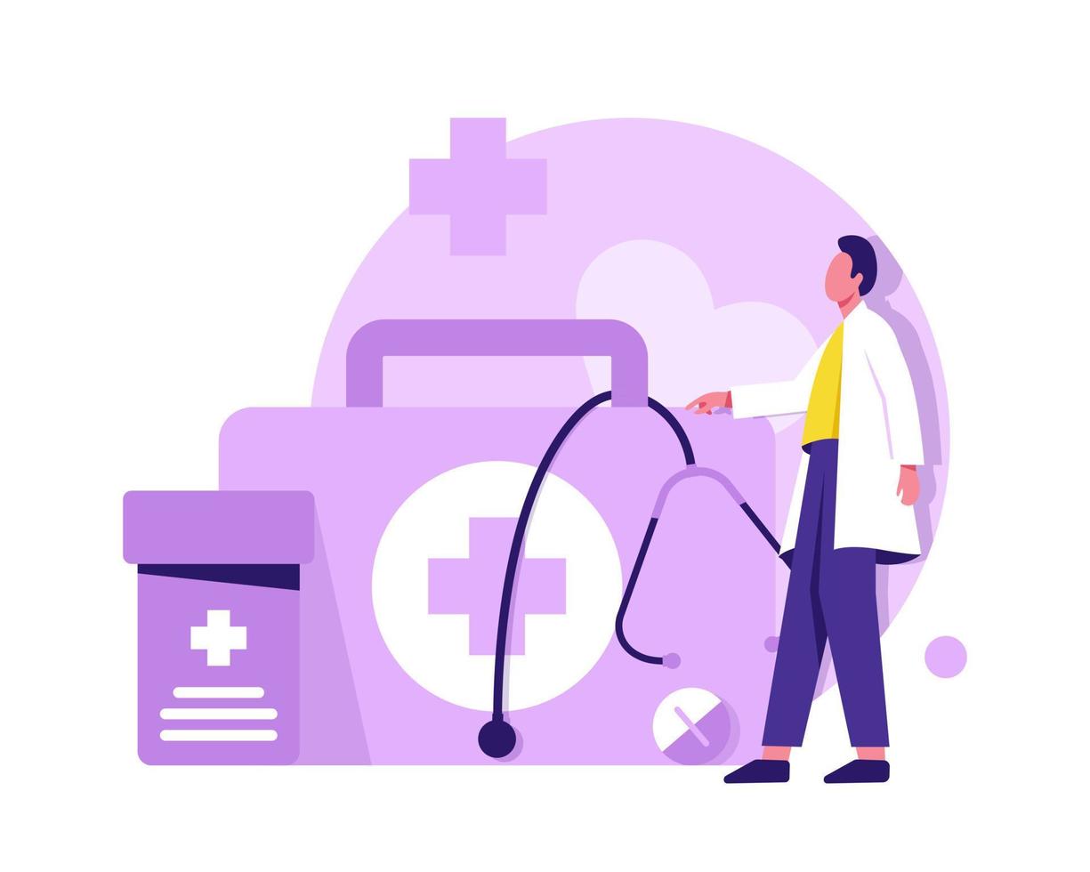 Medical landing page. Online clinical consult with diverse doctors. Healthcare vector concept. Medical doctor, clinic consultation webpage, medicine hospital illustration