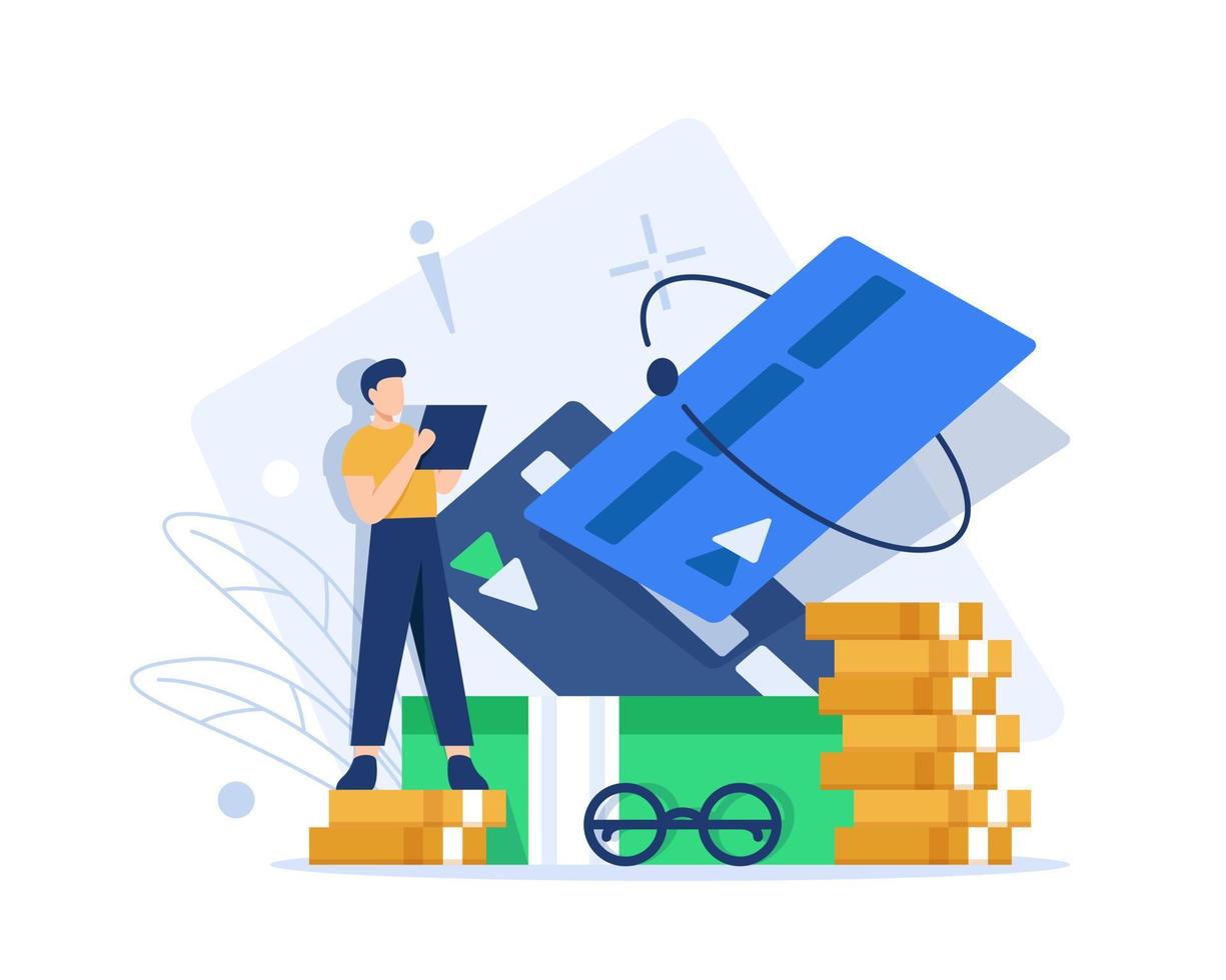 Manage credit card expenses,Investment and Analysis Money Cash Profits Metaphor,flat design icon vector illustration